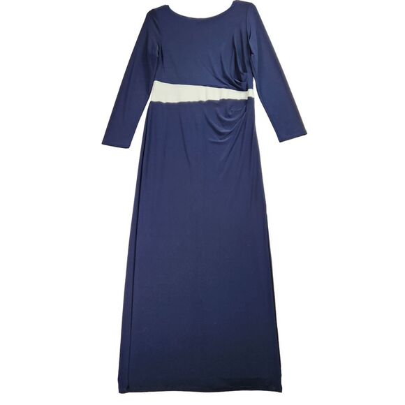 Lauren Ralph Lauren Dresses & Skirts - Lauren Ralph Lauren Maxi Dress 16 Blue White Ruched Long Sleeve Evening Formal